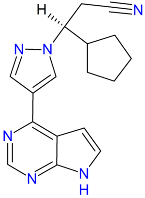 Struktura chemiczna ruxolitinibu